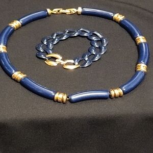Napier Blue and Gold-tone Necklace and Bracelet
